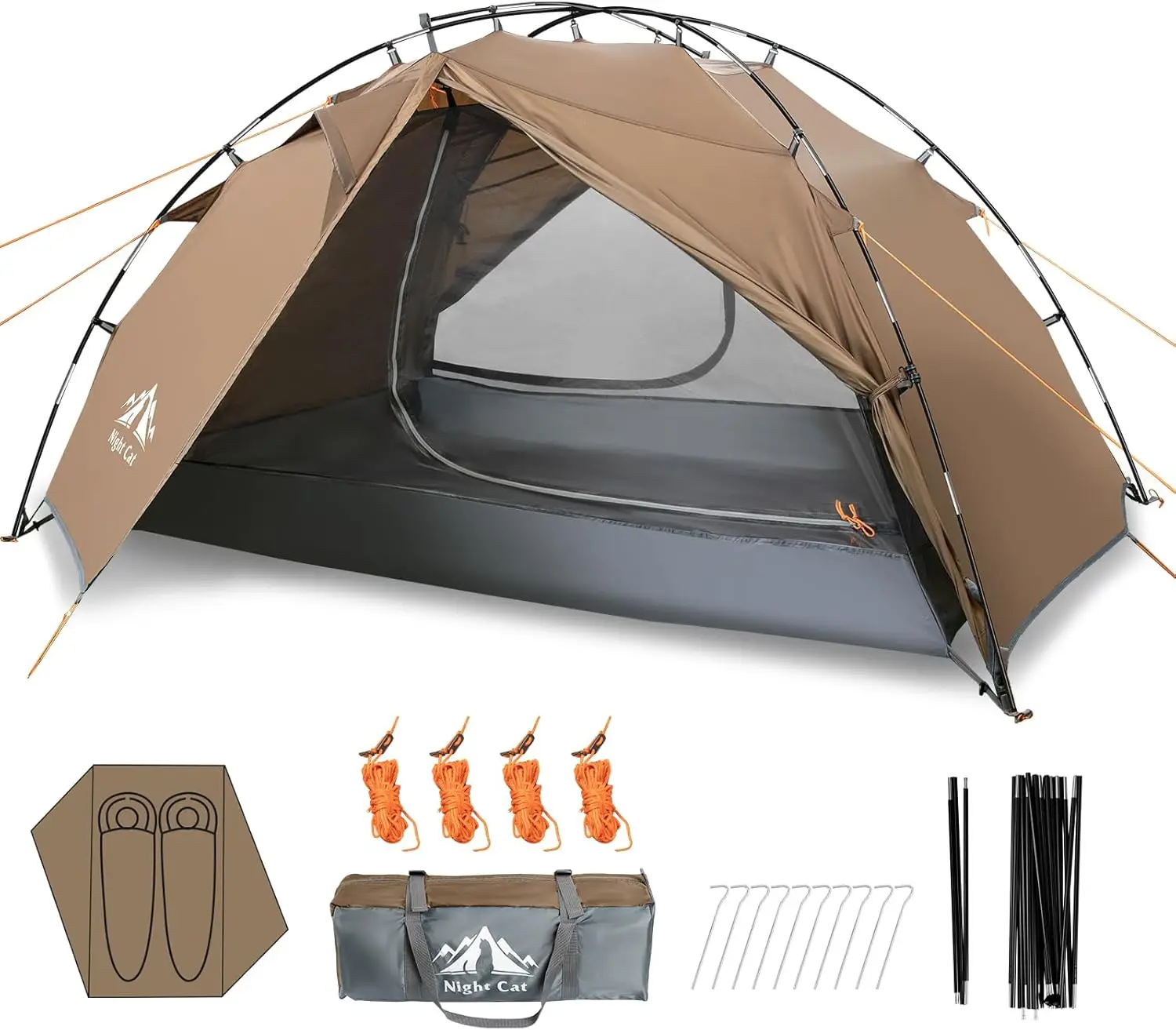 

Backpacking Tents 2 Persons Fast Setup Hiking Camp Tent with Foldable Pole Double Layers Two Doors Waterproof Lightweight