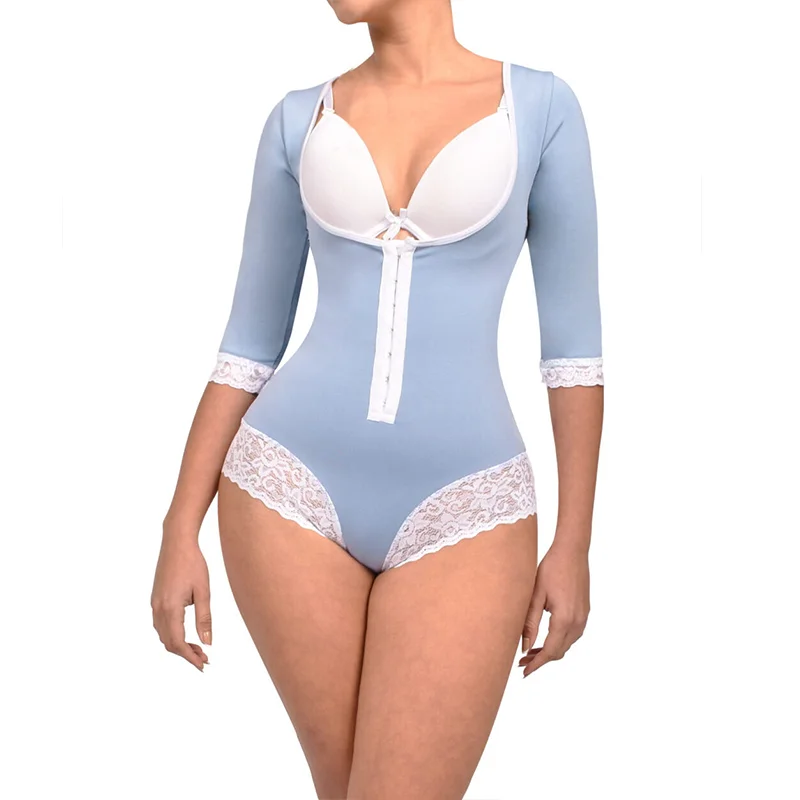 

Fajas Colombianas Women's Corset Tummy Trimmer Long Sleeves Body Shaper Post Surgery Waist Trainer Compression Shapewear