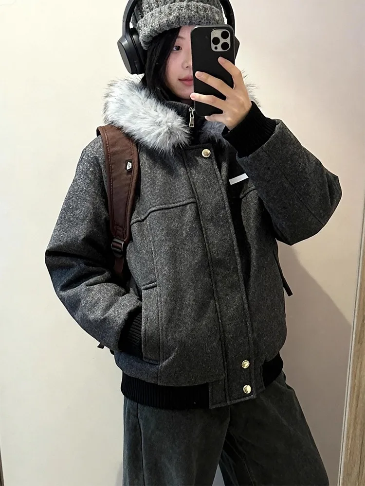 

Американское ретро-пальто из утолщенной шерстяной хлопковой ткани для мужчин и женщин, зимнее теплое хлопковое пальто Cleanfit Structure с карманами