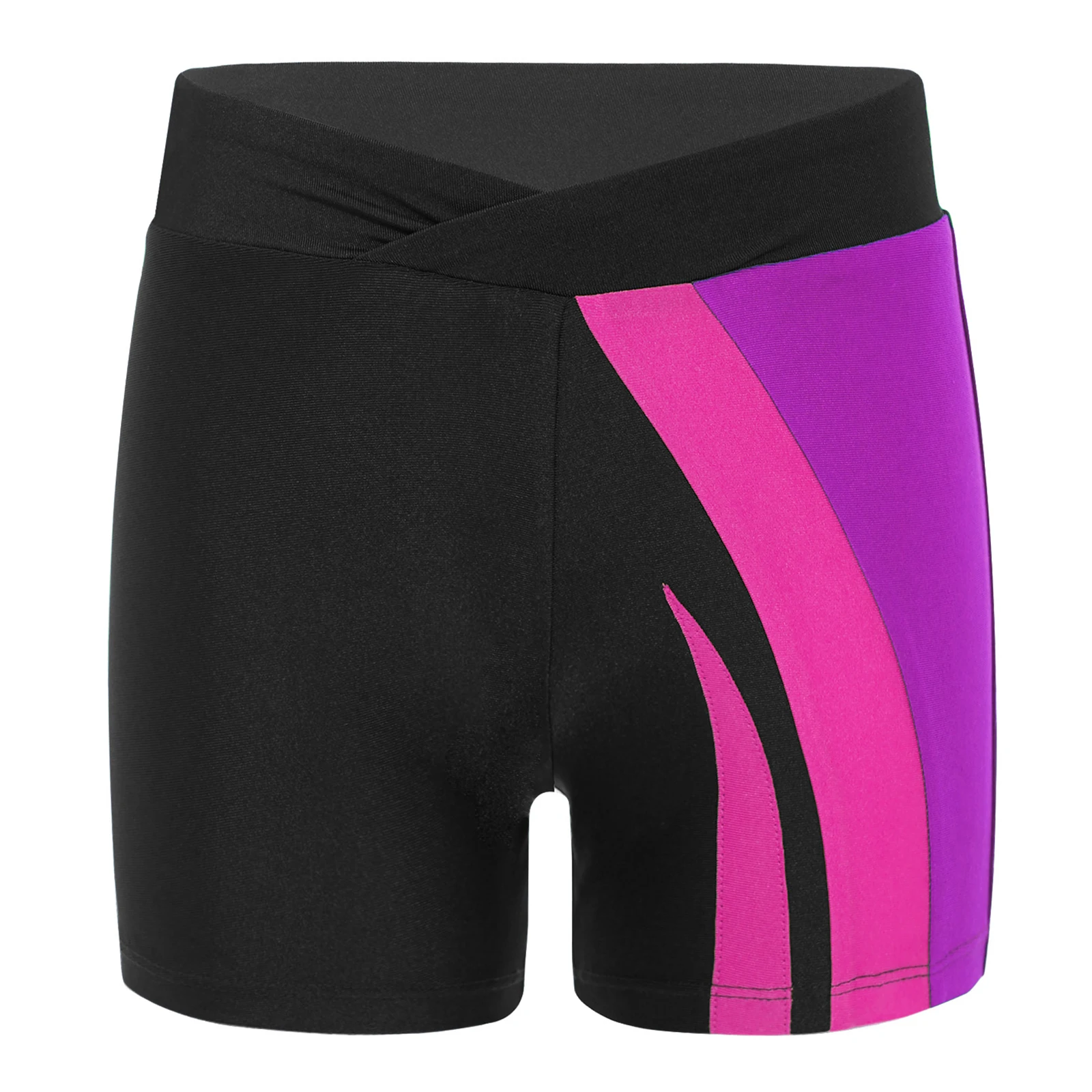 

Boys Gym Yoga Workout Sports Stretchy Shorts Ballet Figure Skating Dancewear V-Front Elastic Waistband Color Block Shorts Bottom