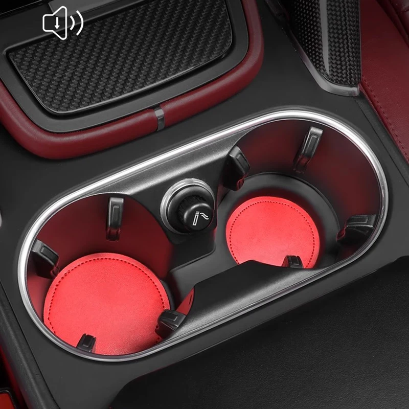 Car Leather Center Console Cup Holder Mat For Porsche Cayenne 958 Macan Panamera Interior Modification
