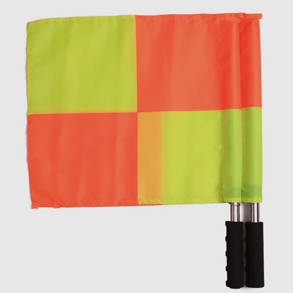 Banderas de árbitro a cuadros grandes, Material de poliéster brillante y Visible para juegos de fútbol, práctica de entrenamiento, árbitro, 2 uds.