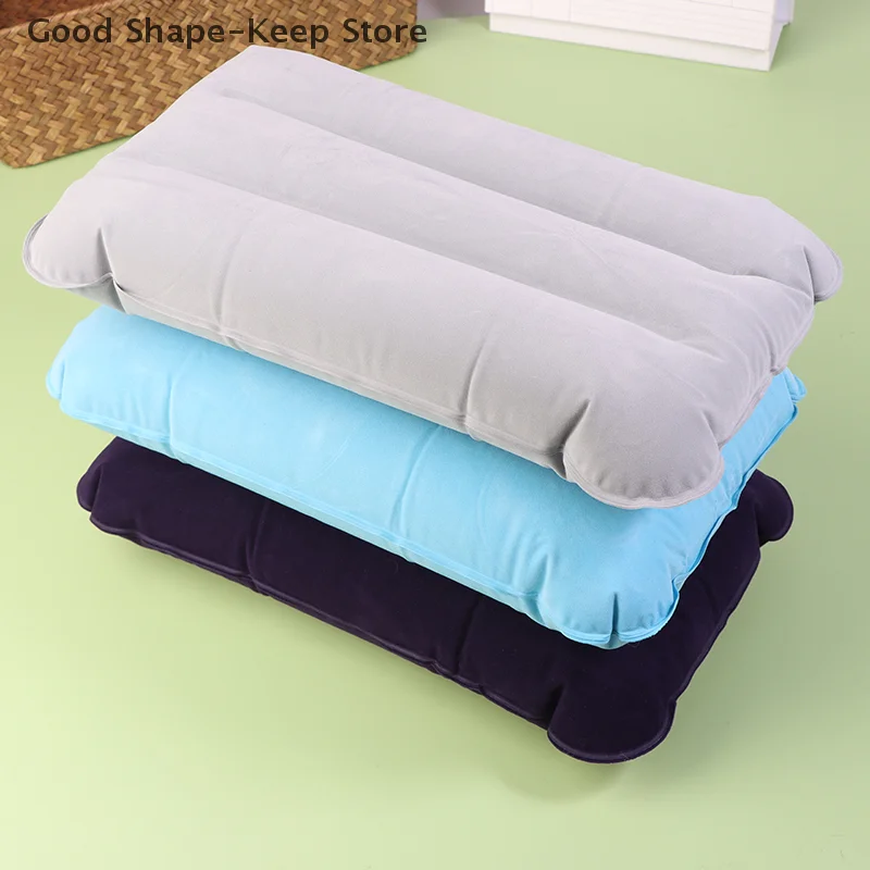 Portable Foldable Inflatable PVC Pillow For Camping Sleeping Travel Outdoor Hiking Flight Head Rest Pillow – Flocking Air Pillow