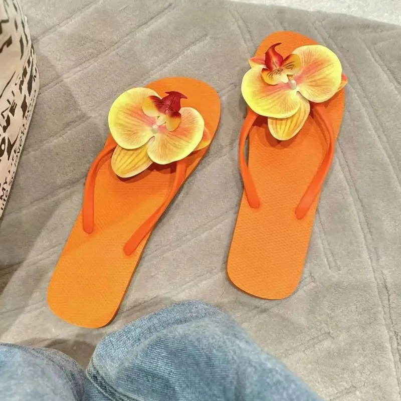 2024 Summer 3D Floral Beach Vacation Slipper Adults Waterproof Casual Flip Flops Outdoors Clip Toe Soft Fashion Sandal For Women