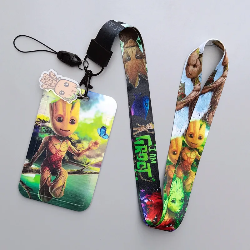 I'm Groot. Cute Card Holder Lanyards for Keychain Superhero Movie Card Holders Neck Strap Door Badge Holder Credencial Pendant image 3