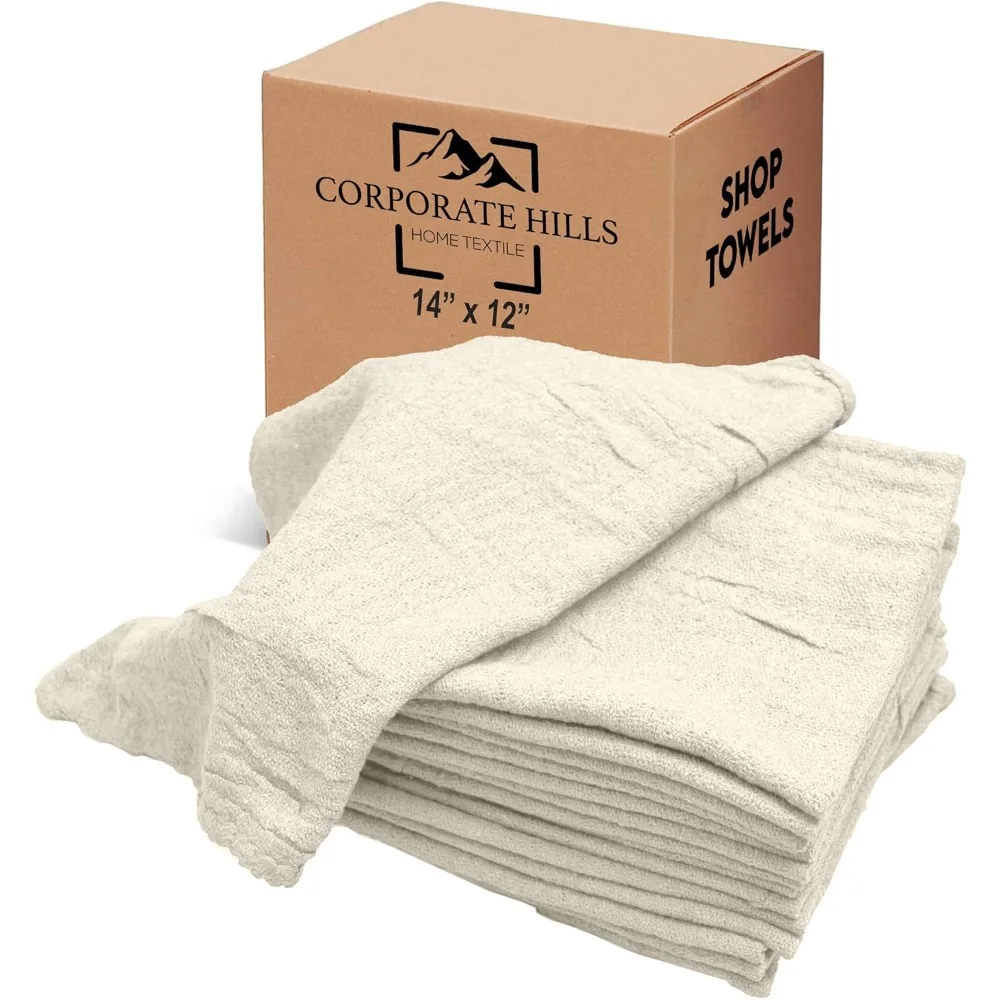 

Large Pack White Cotton Cleaning Cloths Reusable Multipurpose Rags for Auto Industrial Restaurant Garage Home