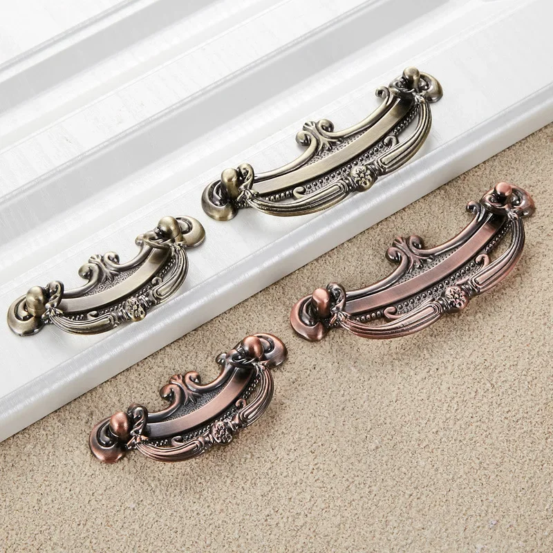Red/Green Bronze Antique Furniture Handle Kitchen Cabinet Door Handle Wardrobe Drawer Knob Pull Ring Home Decoration