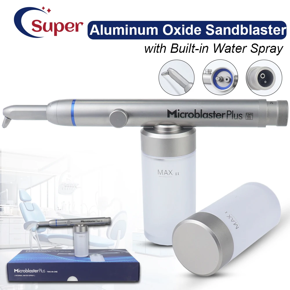 Dental Aluminum Oxide Sandblaster with Built-in Water Spray Function Dual-Nozzle Air Grinder Polisher  Sandblasting Handle