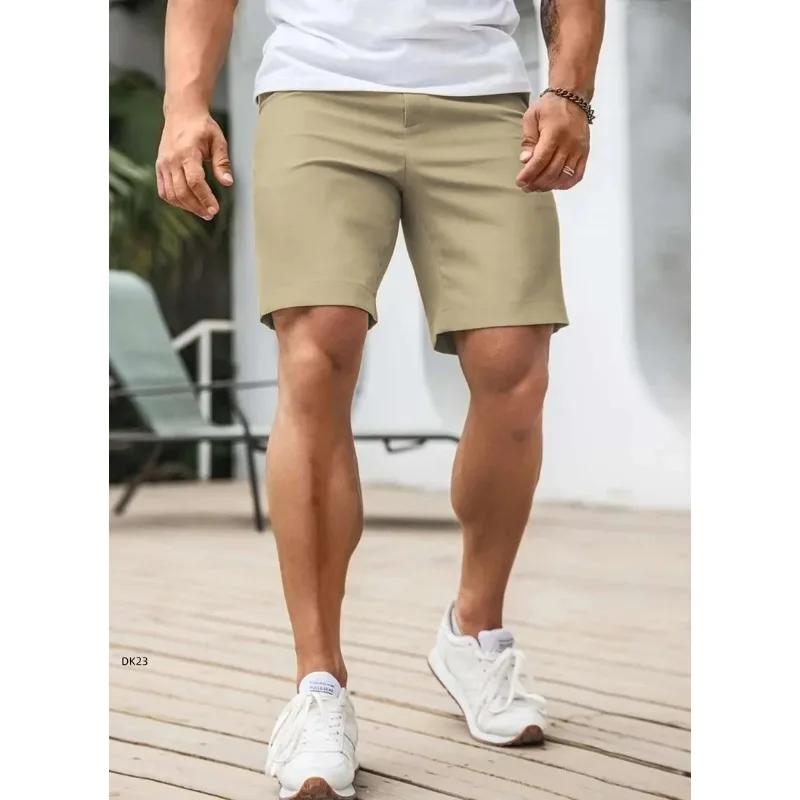 

Новые мужские повседневные шорты-костюмные брюки 2026 года, летние деловые повседневные шорты до колена, классические хаки в американском стиле, уличная одежда, шорты для гольфа
