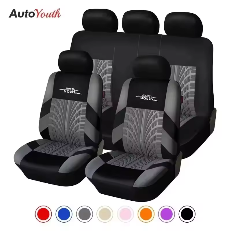 AUTOYOUTH מותג רקמת רכב מושב מכסה סט אוניברסלי Fit ביותר מכוניות מכסה עם צמיג מסלול פירוט סטיילינג רכב מושב מגן