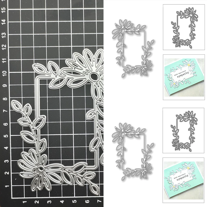 Rectangle Borde Flower Metal Cutting Dies Scrapbooking stamps embossing paper Cards border template punch Stencil DIY