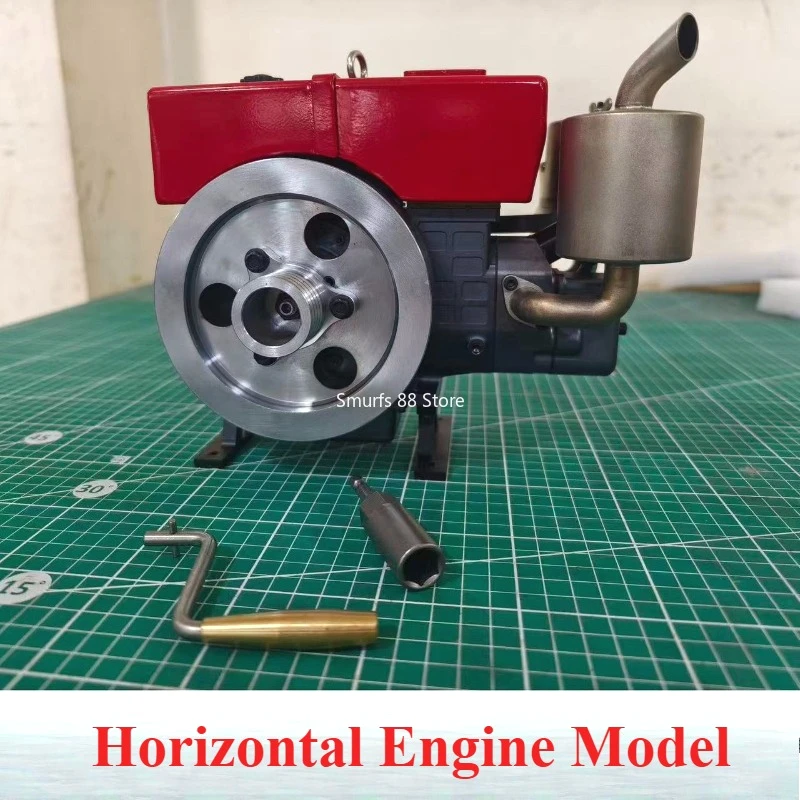 

Horizontal Single Cylinder Engine Model Miniature Vintage Metal Tractor Internal Combustion Engine Startable Engine Model Toy