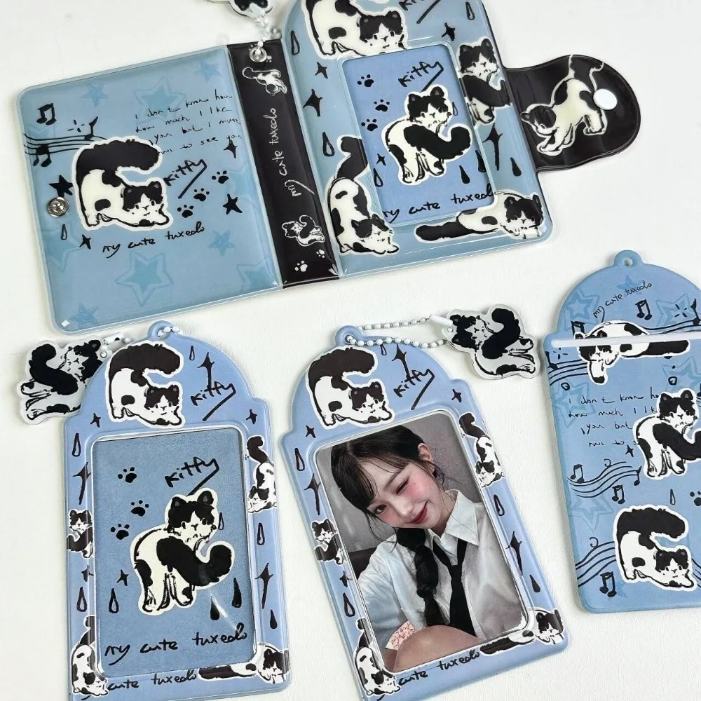 Cow Cat Cover Hollow Card Bag Three Inch One Palace Grid Card Book Star Chasing Small Card Storage Book Certificate Bag