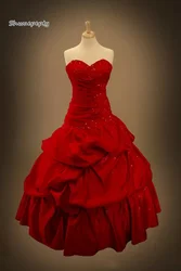 Robe de mariée corset rouge avec poignées, bretelles amovibles, vintage, ligne A, patients, tout ce qui est personnalisé, gothique, 2025