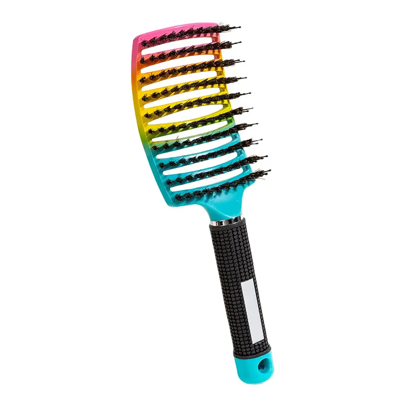 Barber Nylon Hair Brush Scalp Massage Hollow Out Anti-static Combs Curved  Bristle Wet Curly Combs Salon Styling Hairbrush Tools