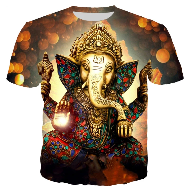 Hindu God Ganesha 3D Printed T Shirt Men Women Summer Fashion Casual Short Sleeve Unisex Harajuku Streetwear Oversized T-shirt