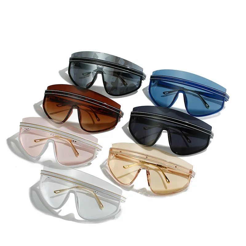 2024 New Goggles Sunglasses Women Men Trendy Luxur One Piece Sunglasses Shield Design Sun Glasses Oversized Rimless Shades UV400