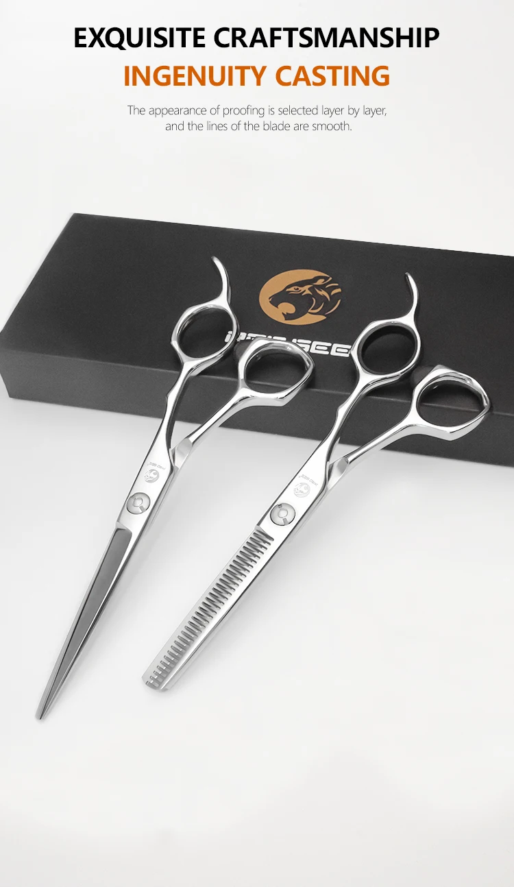 Professionelle VG10 Edelstahl-Haarschere für die rechte Hand, Haarpflegeschere von Direct Factory, Friseur-Scheren-Werkzeug-Set – Detail 10