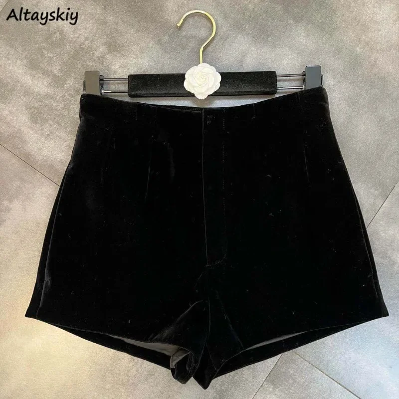 

Black Skinny Shorts Women Zipper-Fly High Waist Trouser Hot Girls European Y2k Temper Fashion Autumn Ladies Sexy Vintage