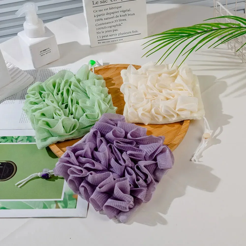 2-In-1 Bath Ball Towel Loofah With Drawstring Closure For Soap Soft Exfoliating Mesh Shower Sponge Body Skin Care Bathing Tools - Image 3