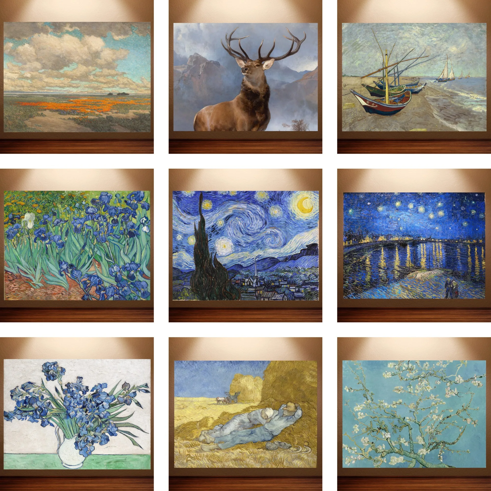Van Gogh HD Canvas Poster Irises Starry Night Almond Blossom Wheat Field Vintage Wall Art Picture Living Room Bedroom Wall Decor