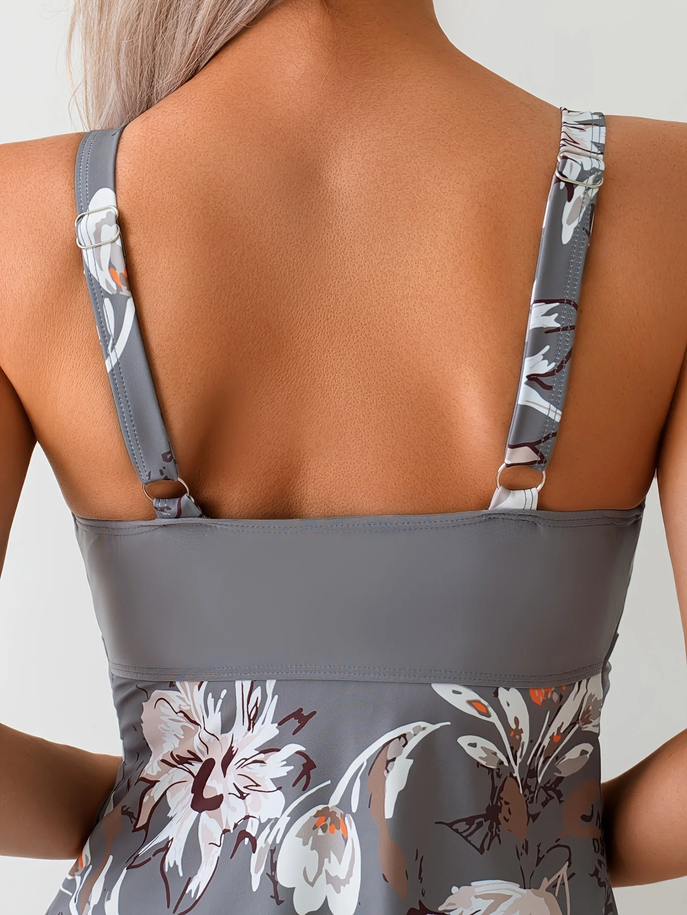 Fato tankini feminino, estilo saia, conjunto de duas peças com cruz no peito, estampa floral, estilo férias