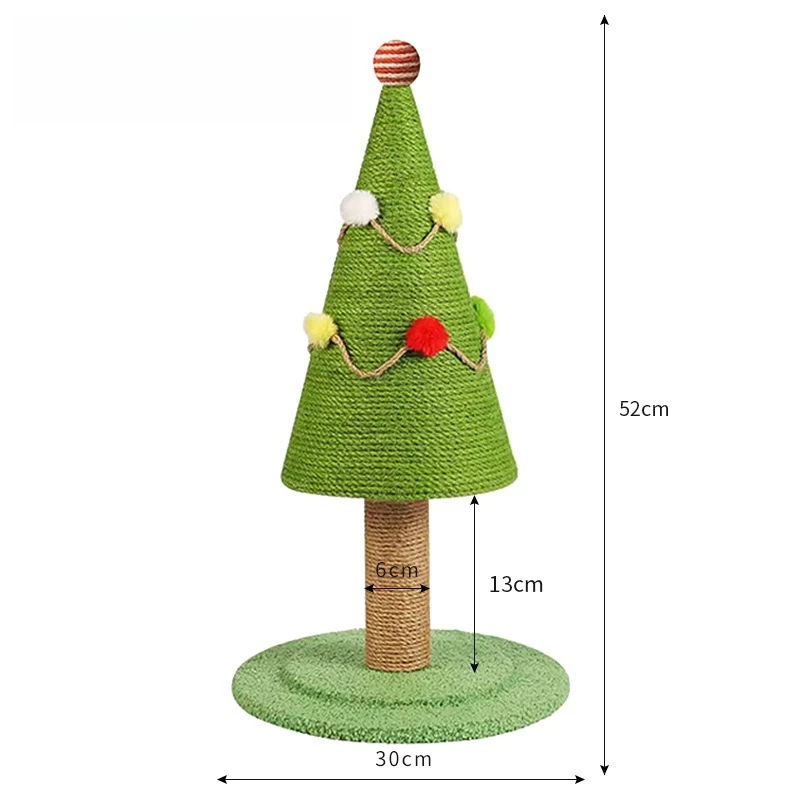 

Natural Sisal Cat Scratching Post Large Cat Climbing Tree Christmas Shape Artificial Grass Durable Scratch Resistant CatPlay Toy