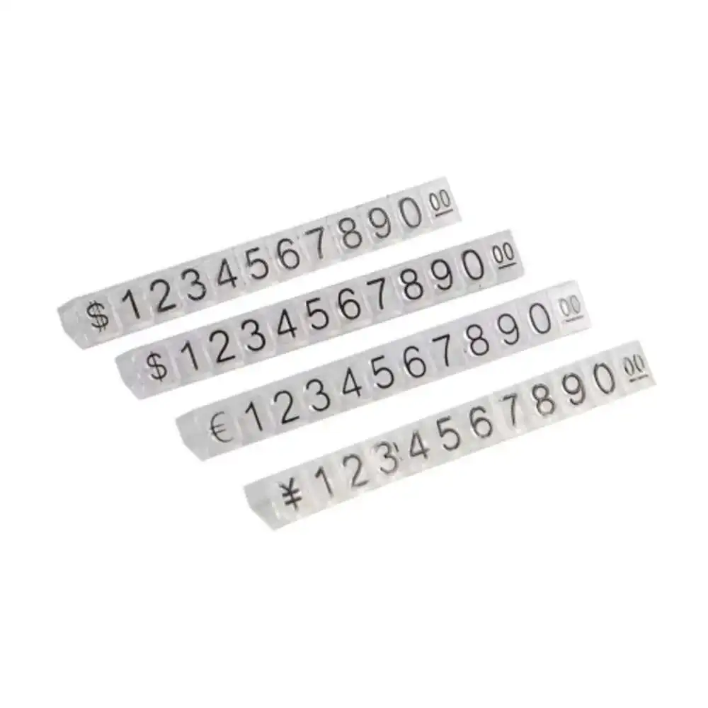 9x6.5mm L Plastic Cubes Price Display Tags Adjustable Number Stand Frame Label Jewelry Showcase Counter Price Display