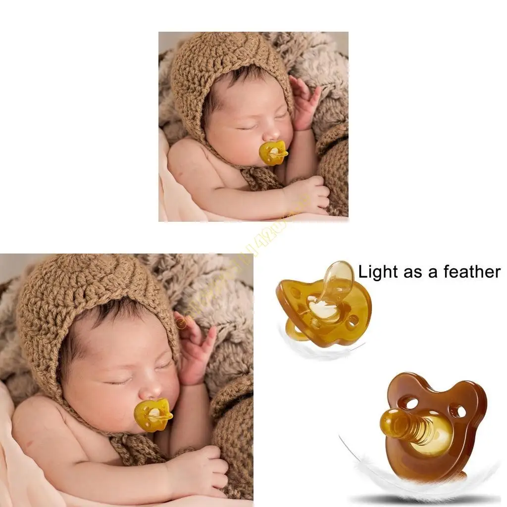 

Soft Silicone Pacifier Ergonomic Designs Pacifier with Chain & Storage for Baby DXAD