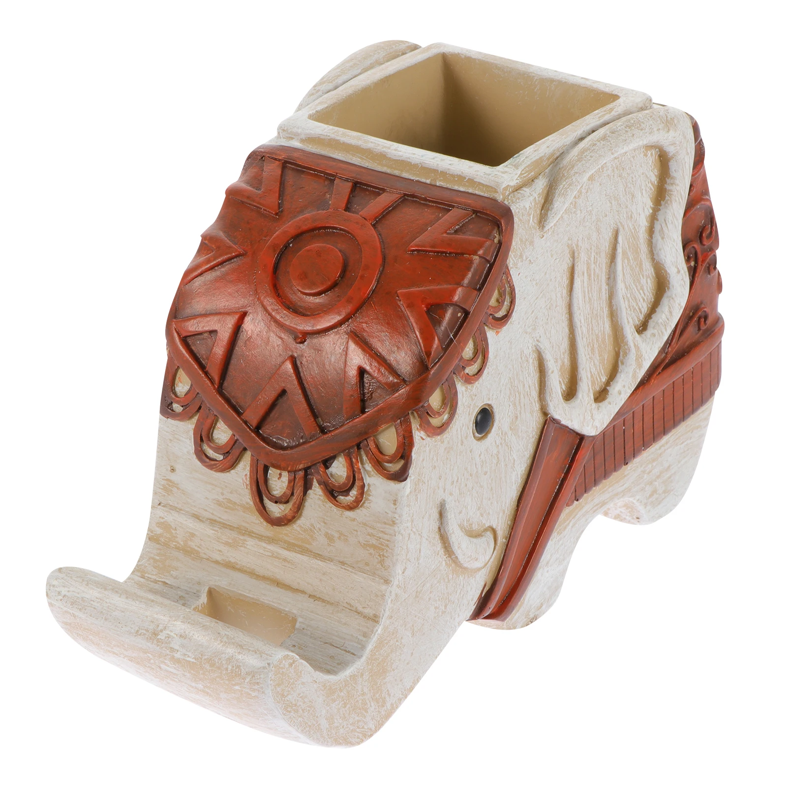

Elephant Pen Holder Resin Adornment Desktop Phone Support Lovely Animal-Shaped Creative Multi-Function Storage Organizer