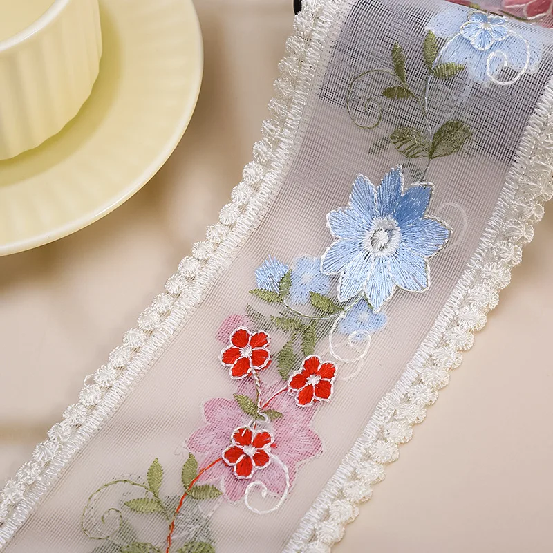 

1 лот/30 ярдов, 9,0 см, кружевная тесьма из молочного шелка с вышивкой, для одежды и домашнего текстиля, лента 2026