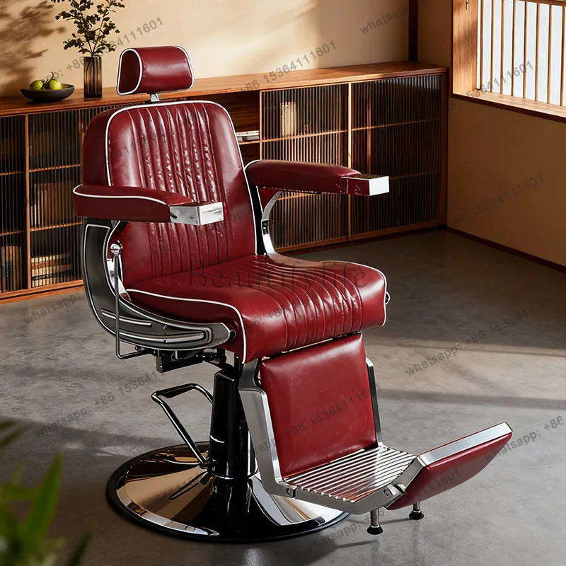 LSModern Minimalist Barber Chair Grey Nordic Aesthetic Comfy Hair Salon Chair Luxury Glamour Cadeira De Cabeleireiro Furniture 4