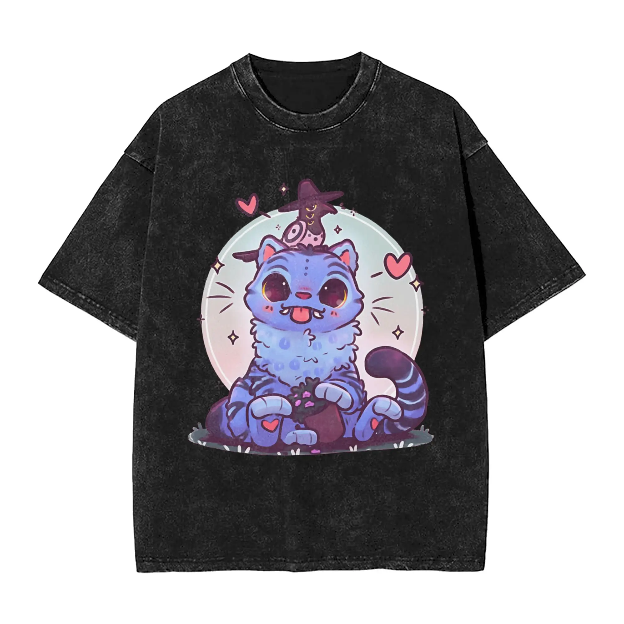 

Футболки Blue Tiger Kawaii K POP Demon Hunters для мужчин, новинка, хлопковые футболки с круглым вырезом и короткими рукавами, топы больших размеров