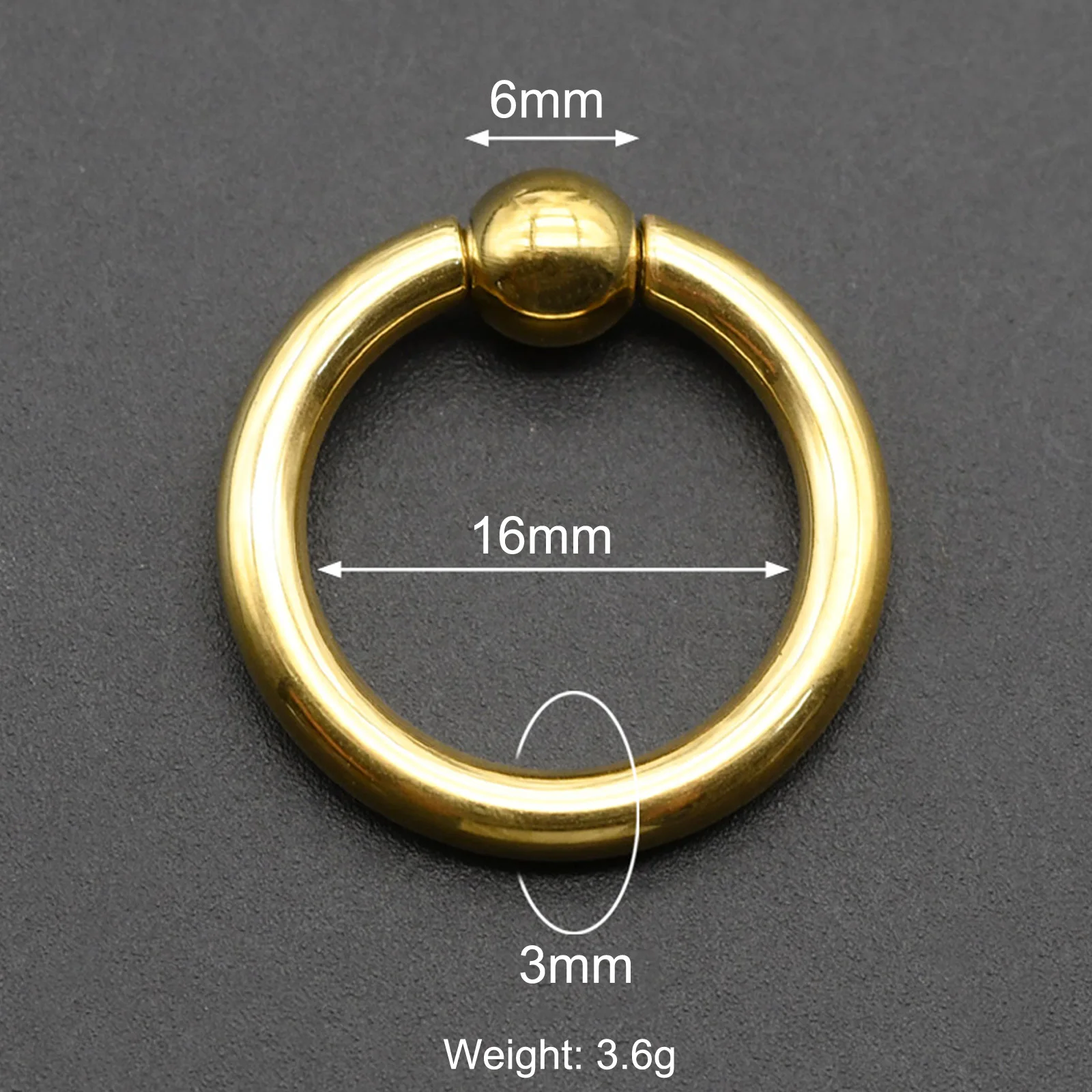 Large Gauge Surgical Steel Septum Piercing Nose Ring, Captive Bead