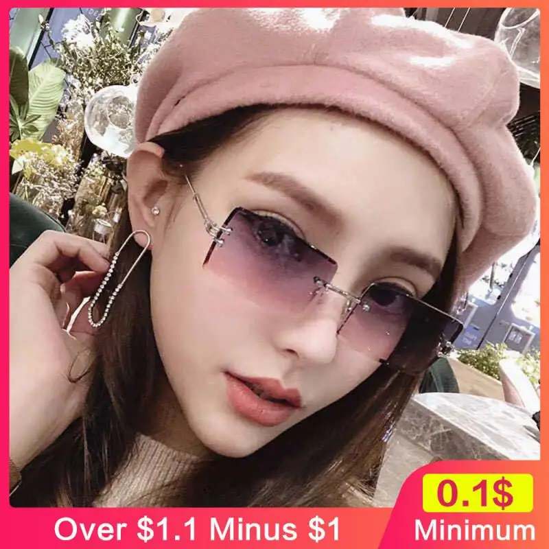 Sun Glasses Frameless Gradient Rimless Sunglasses Womens Large Frame Large Frame Rimless Summer Gradient Sunglasses Shades