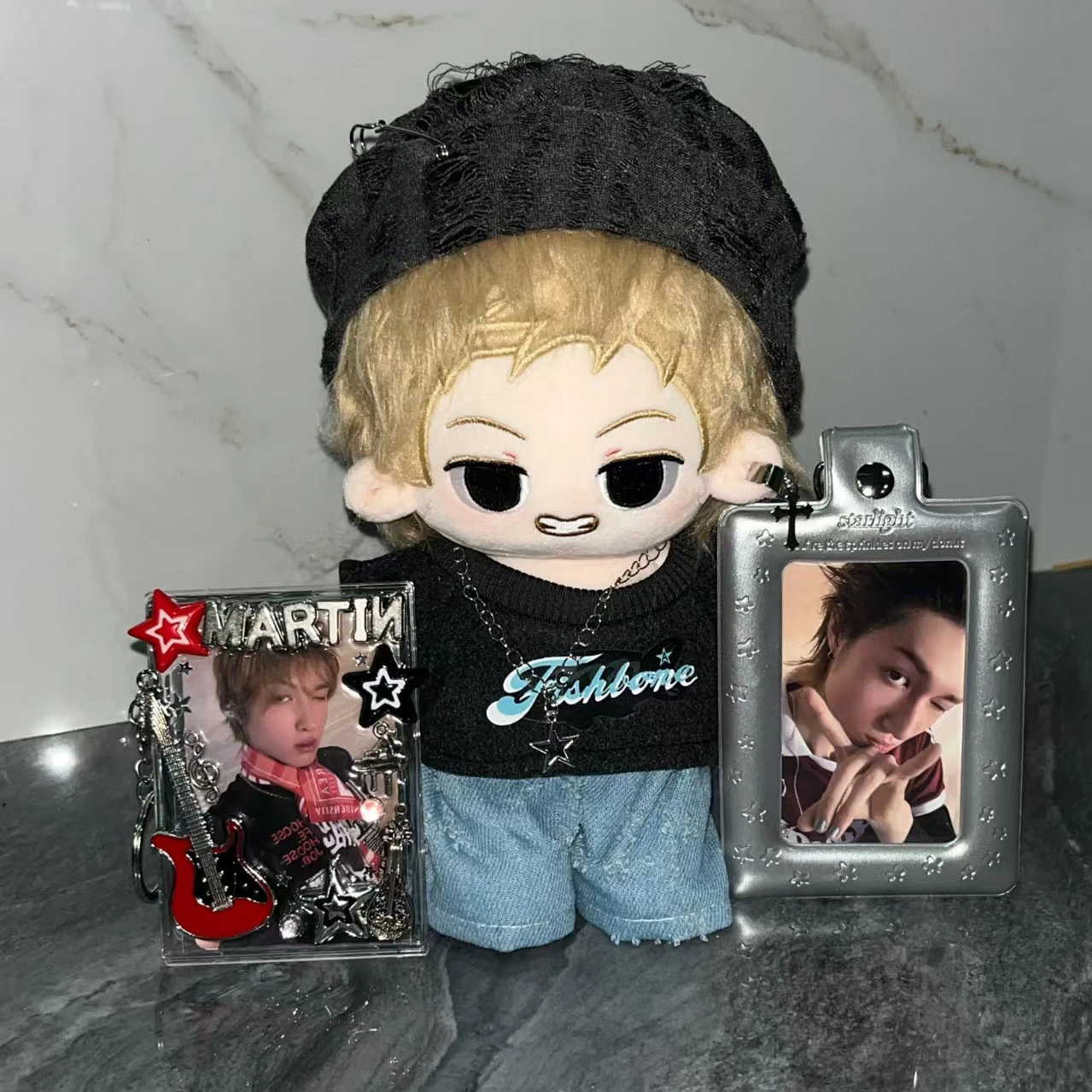 20cm Cotton Dress-up Doll COS Male Singer Martin With Clothes Cartoon Stuffed Plush Toys Replaceable Plush Doll Adult Fans Gifts