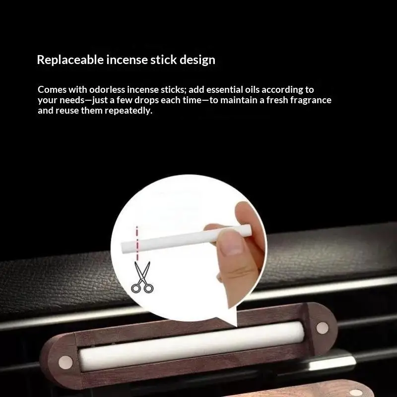 1 Set Auto-Aroma-Diffusor, Lüftungsclip, Lufterfrischer, Holzhalter für ätherische Öle, Aromatherapie mit Faser-Diffusorstäbchen – Detail 3