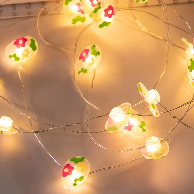 2m Easter String Lights Rabbit Carrot Easter Egg shape LED Fairy Light Garland Happy Easter Party Home Decoration 2025 Kids Gift