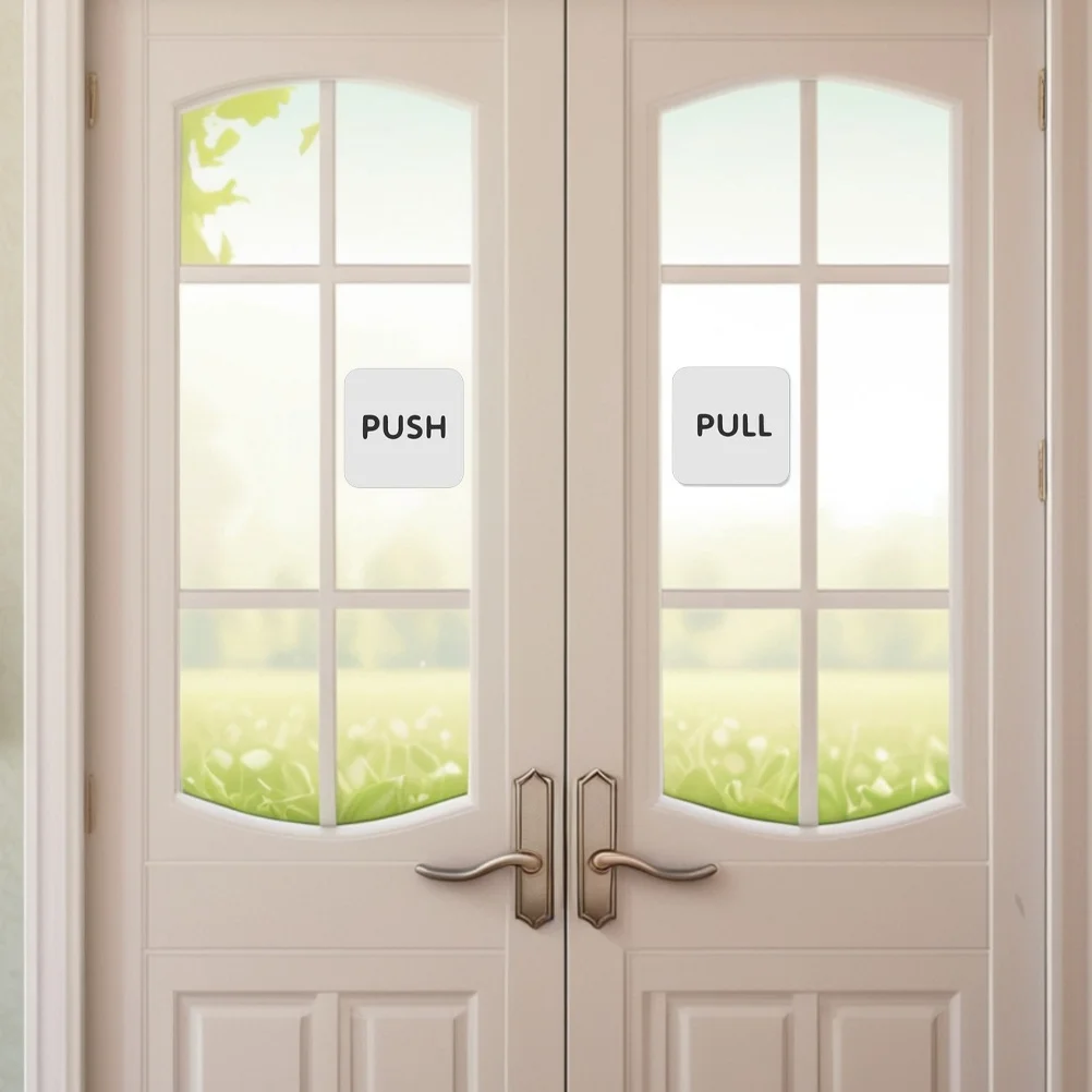 

2Pairs Acrylic Push Pull Sticker Signs Self Adhesive Glass Door Labels Business Office Store Use Sticker Signs for Business
