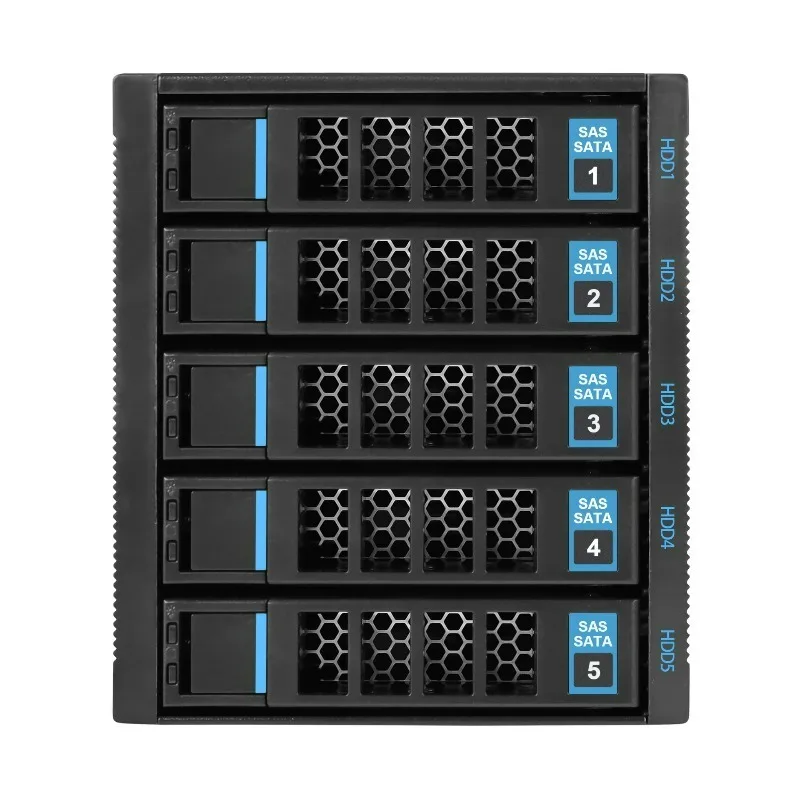 5 Bay SAS SATA Hard Drive Storage Cage Type C HDD Module Fit 3.5 2.5 Inch Disk