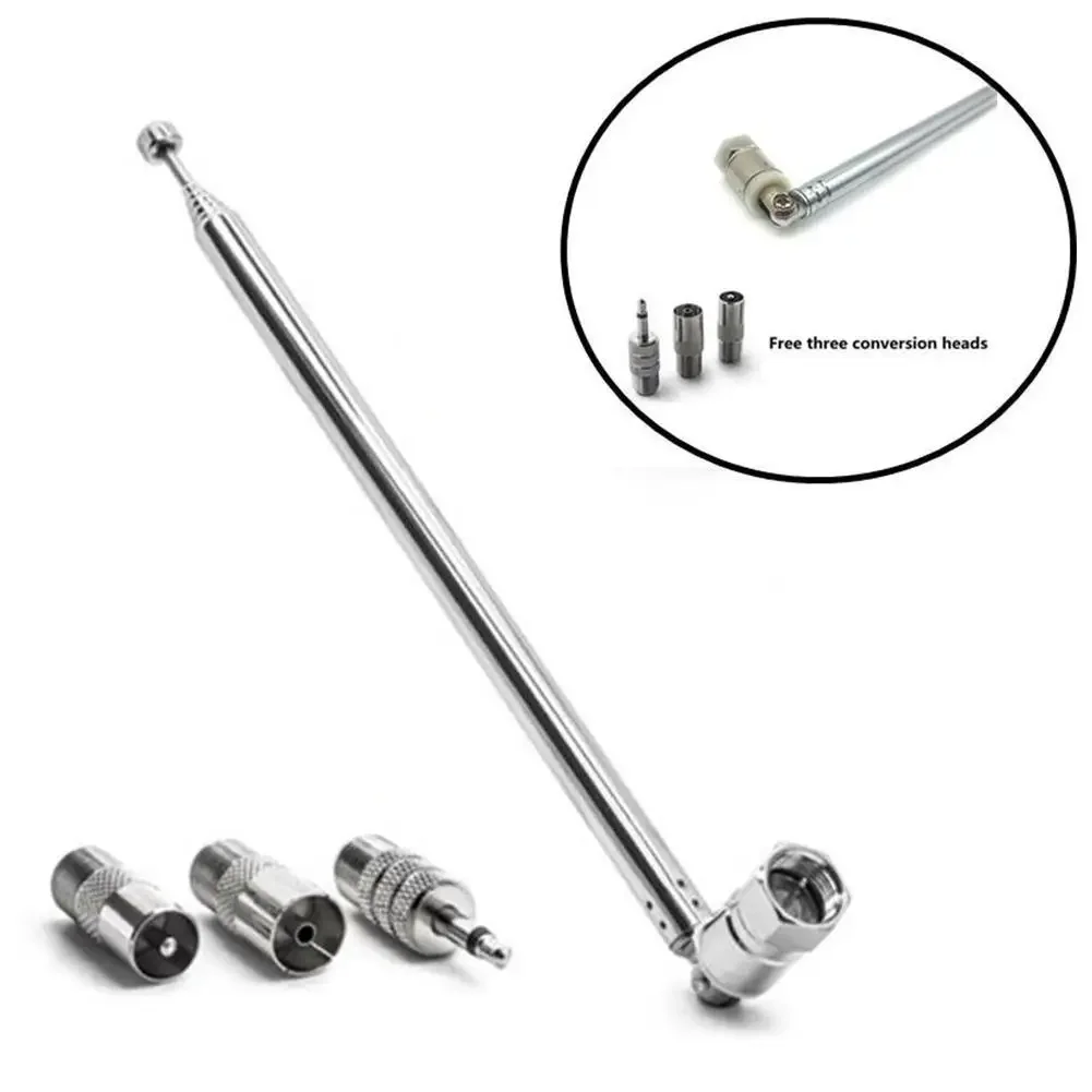 Telescopic FM Radio Antenna Replacement Telescopic Screw F Type Male Plug Connector AV Receiver System Antenna With Adapter