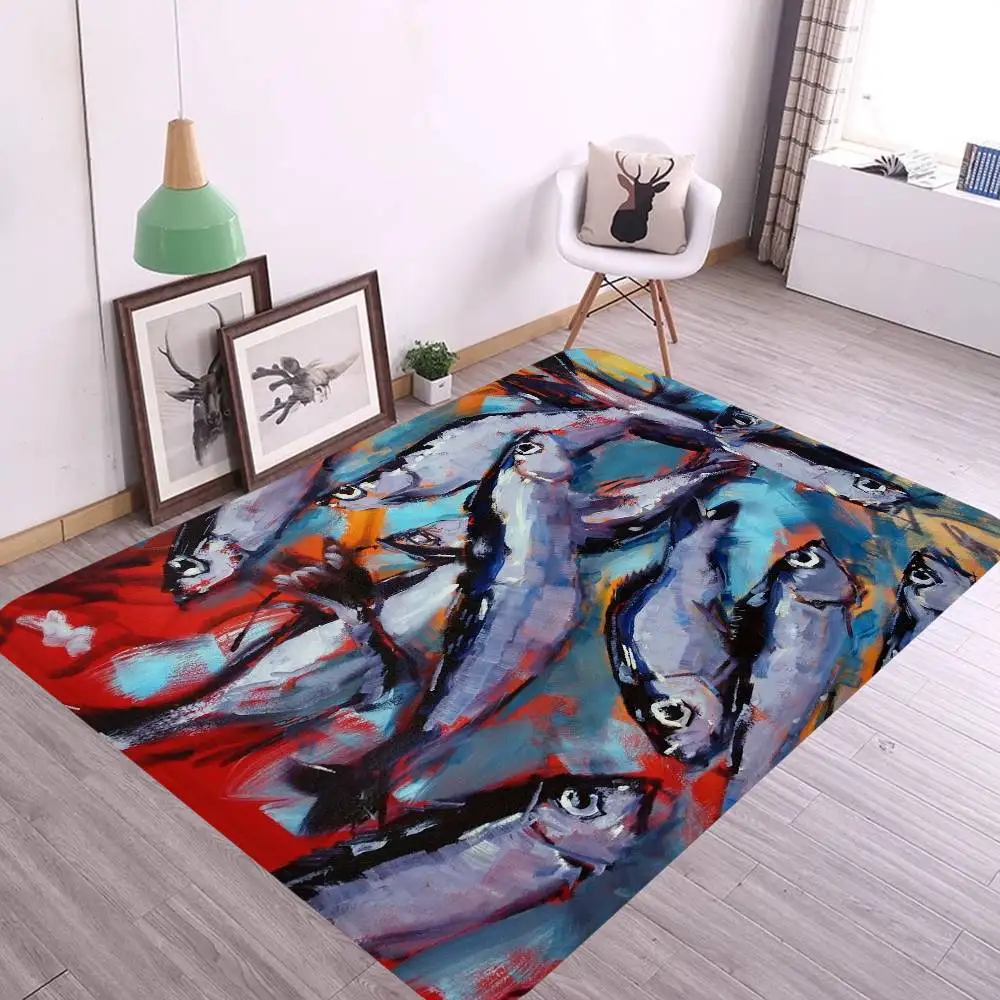 Colorful Sardine Lobster Fish Ocean Bathroom Mat Anti-slip Absorb Water Long Strip Cushion Bedroon Mat Welcome Doormat