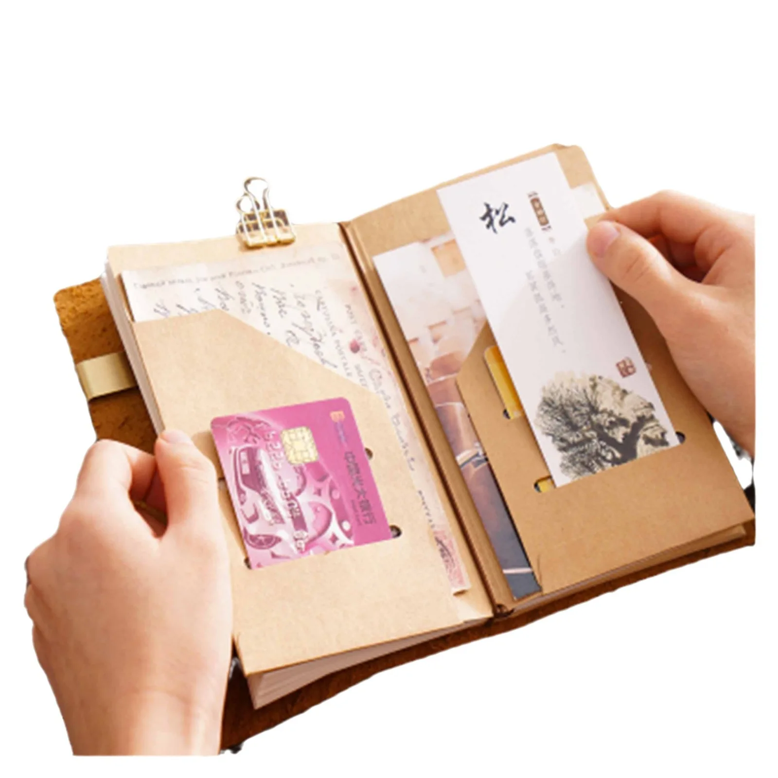 3pcs/lot Traveler Notebook Kraft Paper Folder A5 Standard Portable Passport Business Card Receipt Storage Envelope