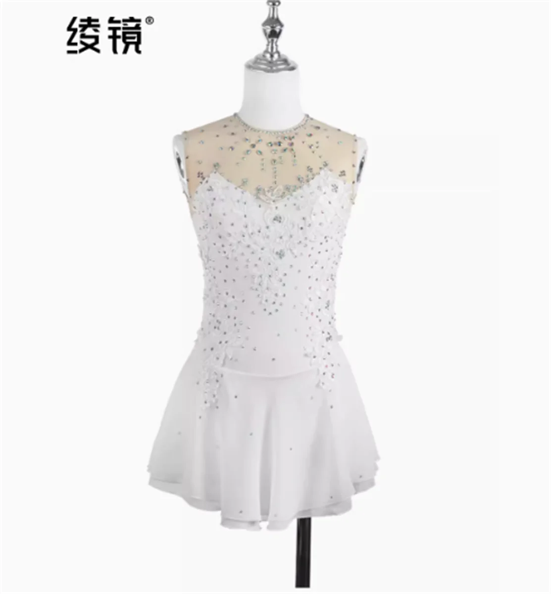 

Children's and adult competition level sleeveless 3D figure skating performance suit