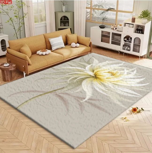 Elegant Flower Art Carpet Flooring Soft Living Space Household Floor Mat