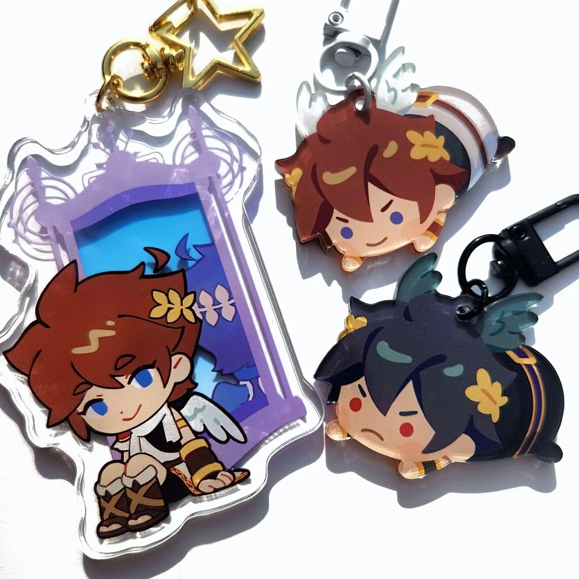 Pit And Dark Pit Video Game Acrylic Keychain Charm Beans Mirror of Truth Collectible for Gaming Fans