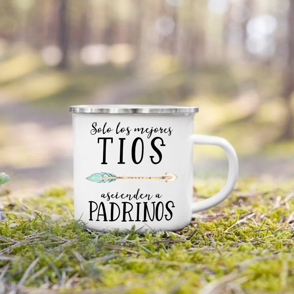 Mug Best Godmother Godfather In The World Print Enamel Mug Friend Drinks Coffee Cup Camping Mugs Best Idea Gift for Madrina