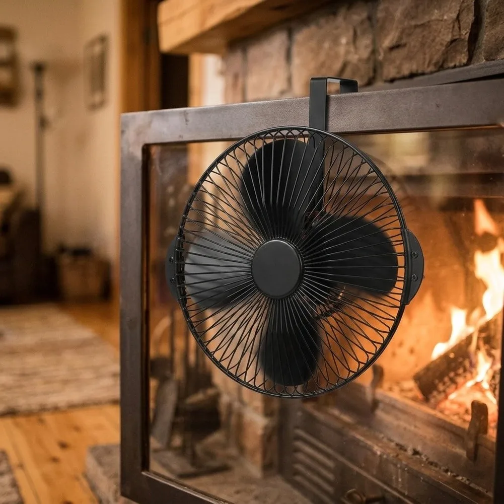 Heat Powered Wood Stove For Fan With Safety Guard Efficient Heat Distribution Hard Wearing Non Electric Fireplace Log Burner