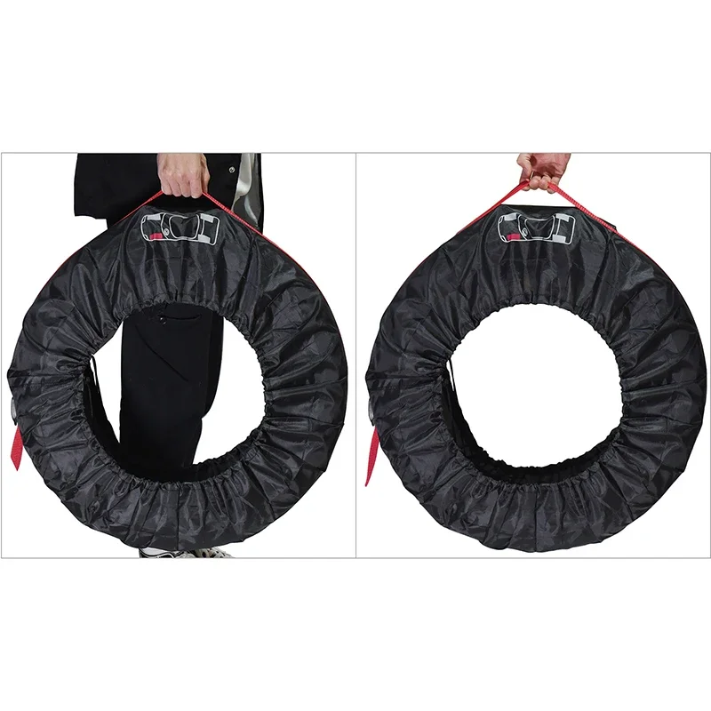 4PCS Car Spare Tire Cover Case Polyester Auto Wheel Tires Storage Bags Vehicle Tyre Accessories Dust-proof Protector Styling