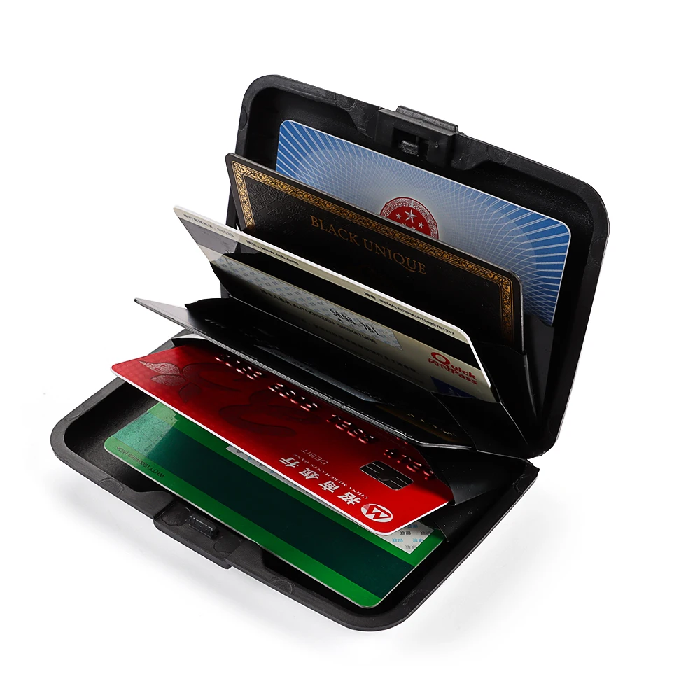 6 Kartens teck platz RFID Blocking Kreditkarten inhaber Männer Frauen Geldbörse Aluminium Metall wasserdicht Anti-Diebstahl Brieftasche Visitenkarte Fall